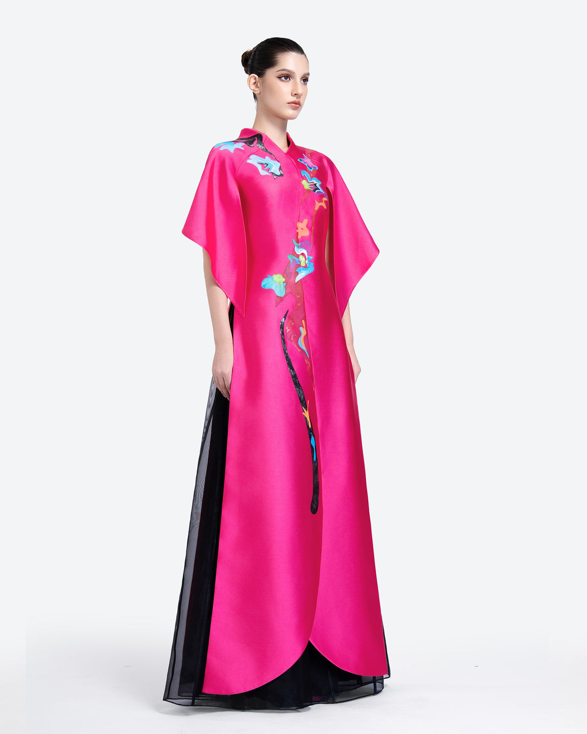 Mystical Panther - Contemporary Cape Pink AoDai