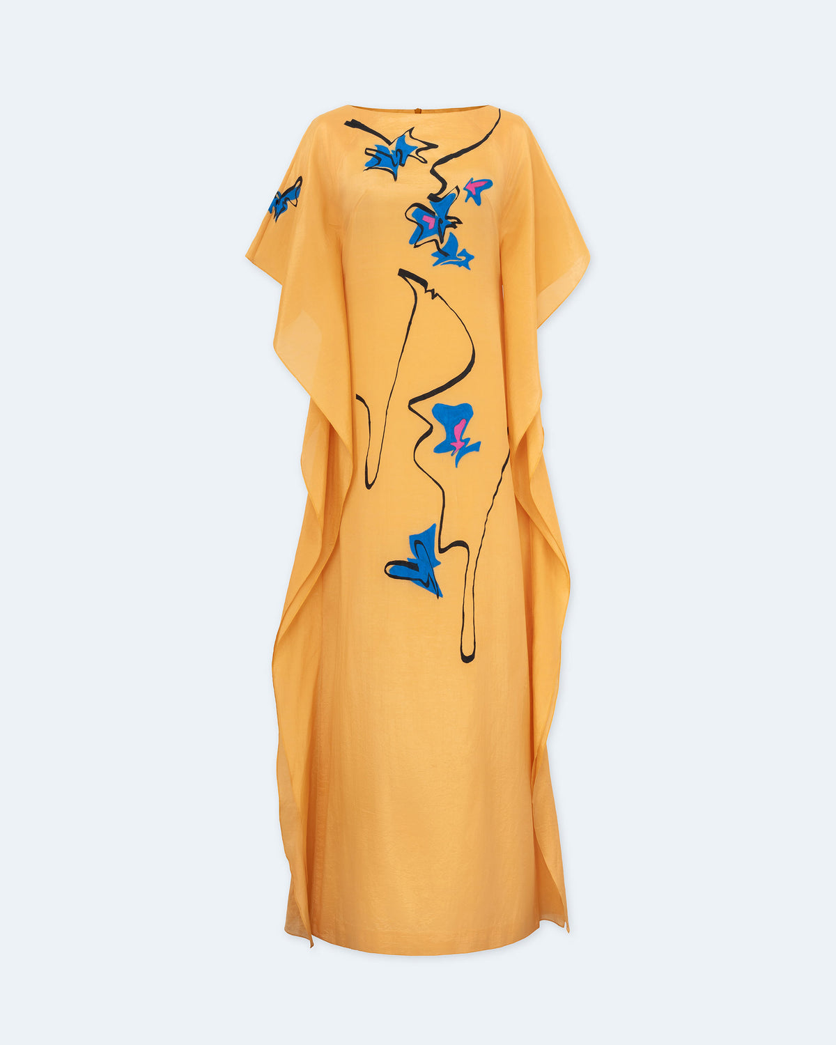 Melody of Flowers - Mustard Yellow Kaftan Dress