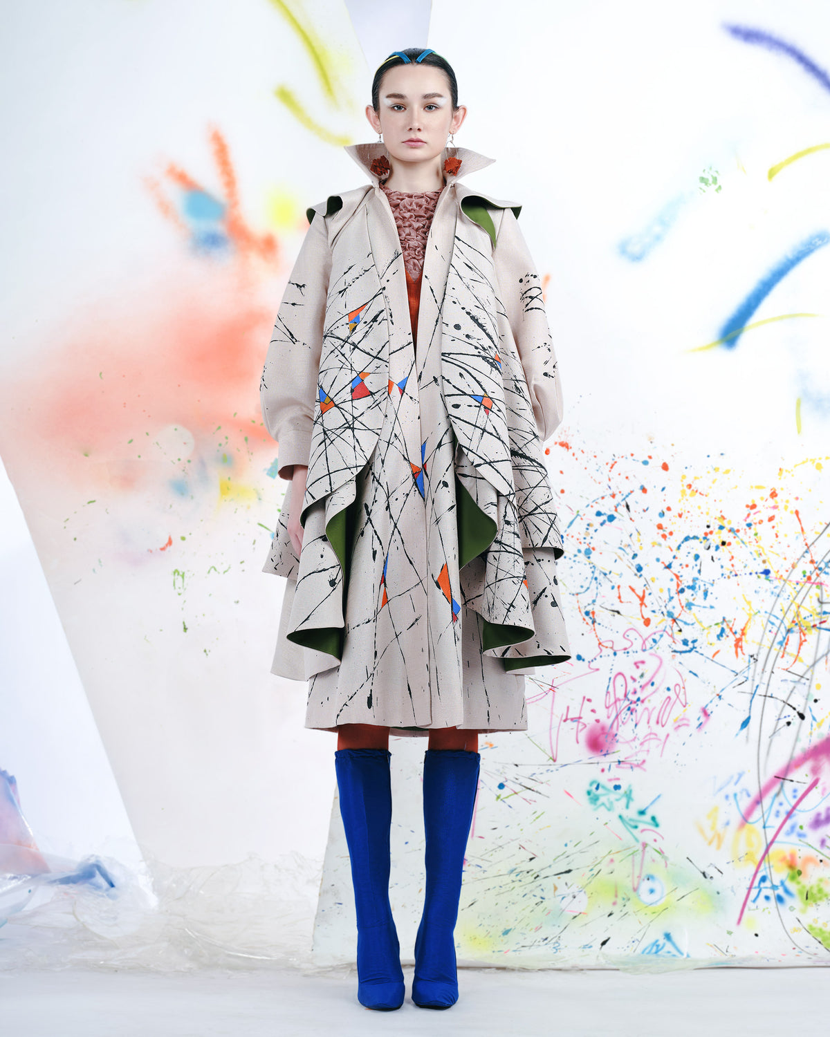 Splattered Symphony - Voluminous Oversize Coat