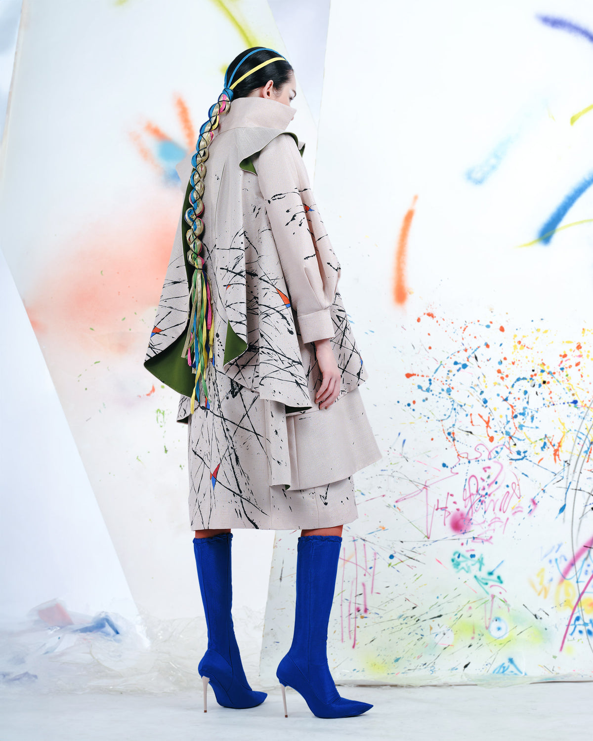 Splattered Symphony - Voluminous Oversize Coat