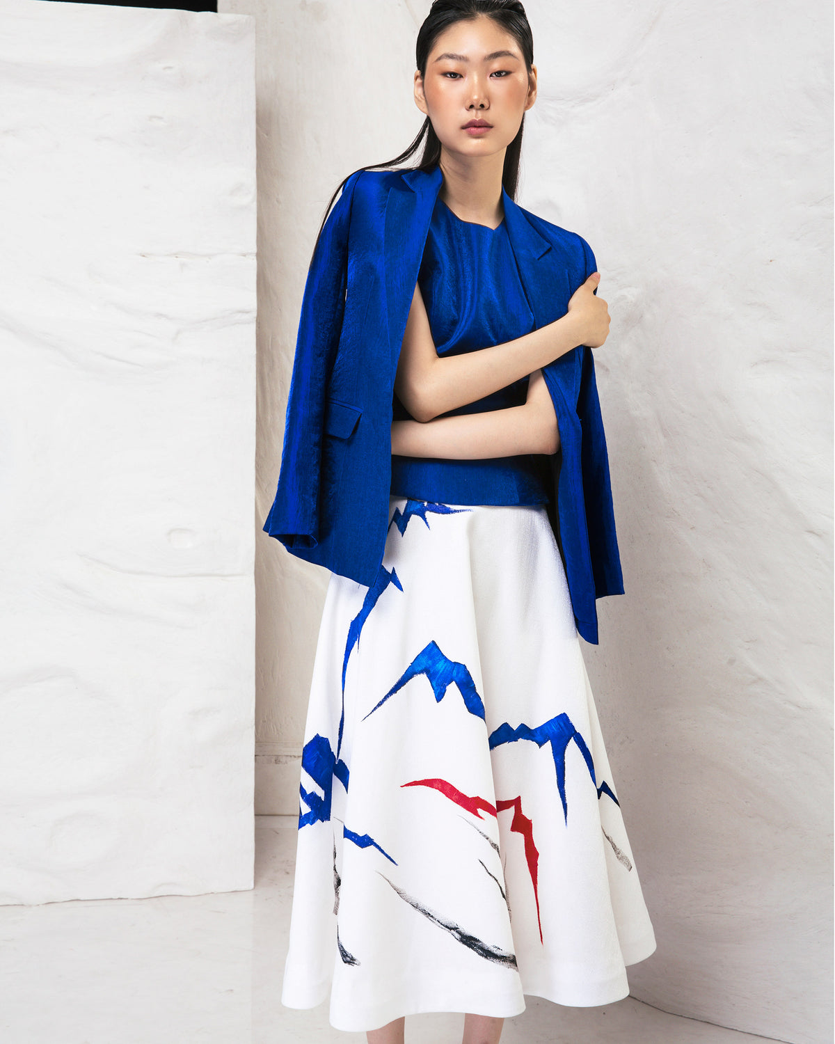 Mountain-painted Flared Skirt