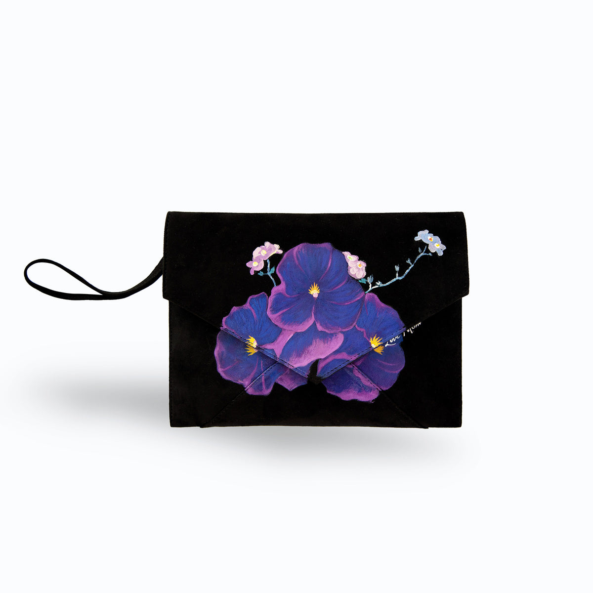 Purple Poppies Black Envelope Clutch
