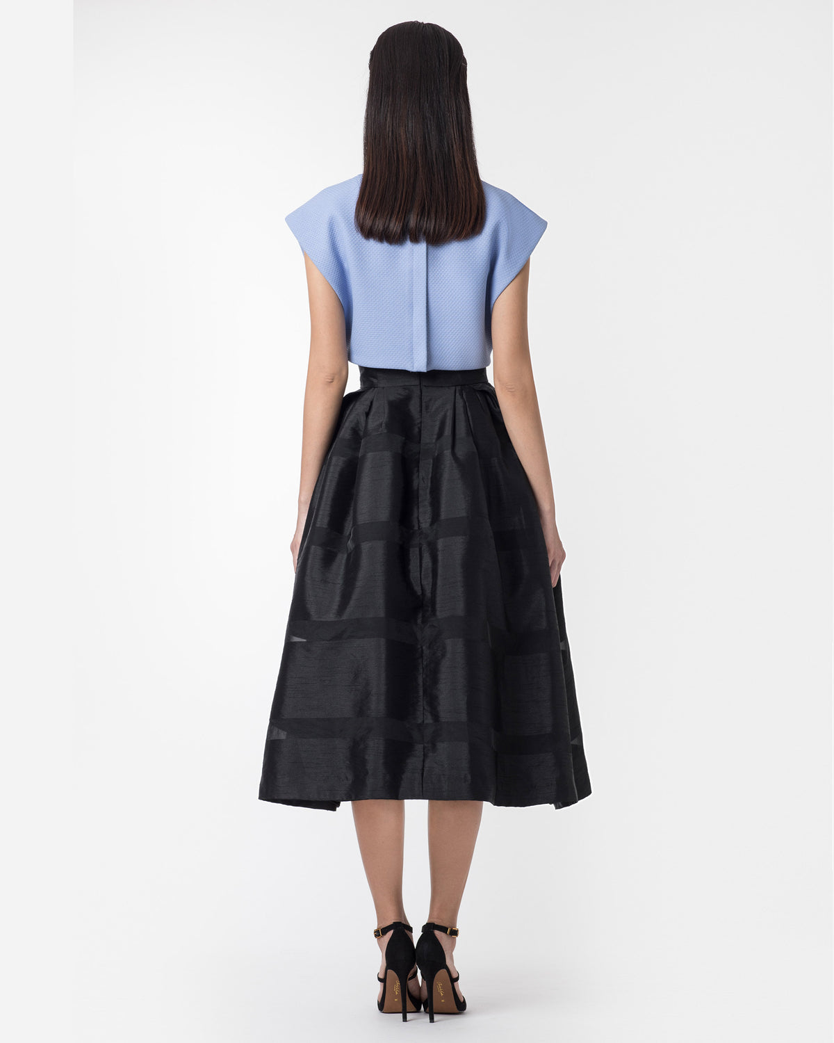 High-Waist Taffeta Midi Skirt