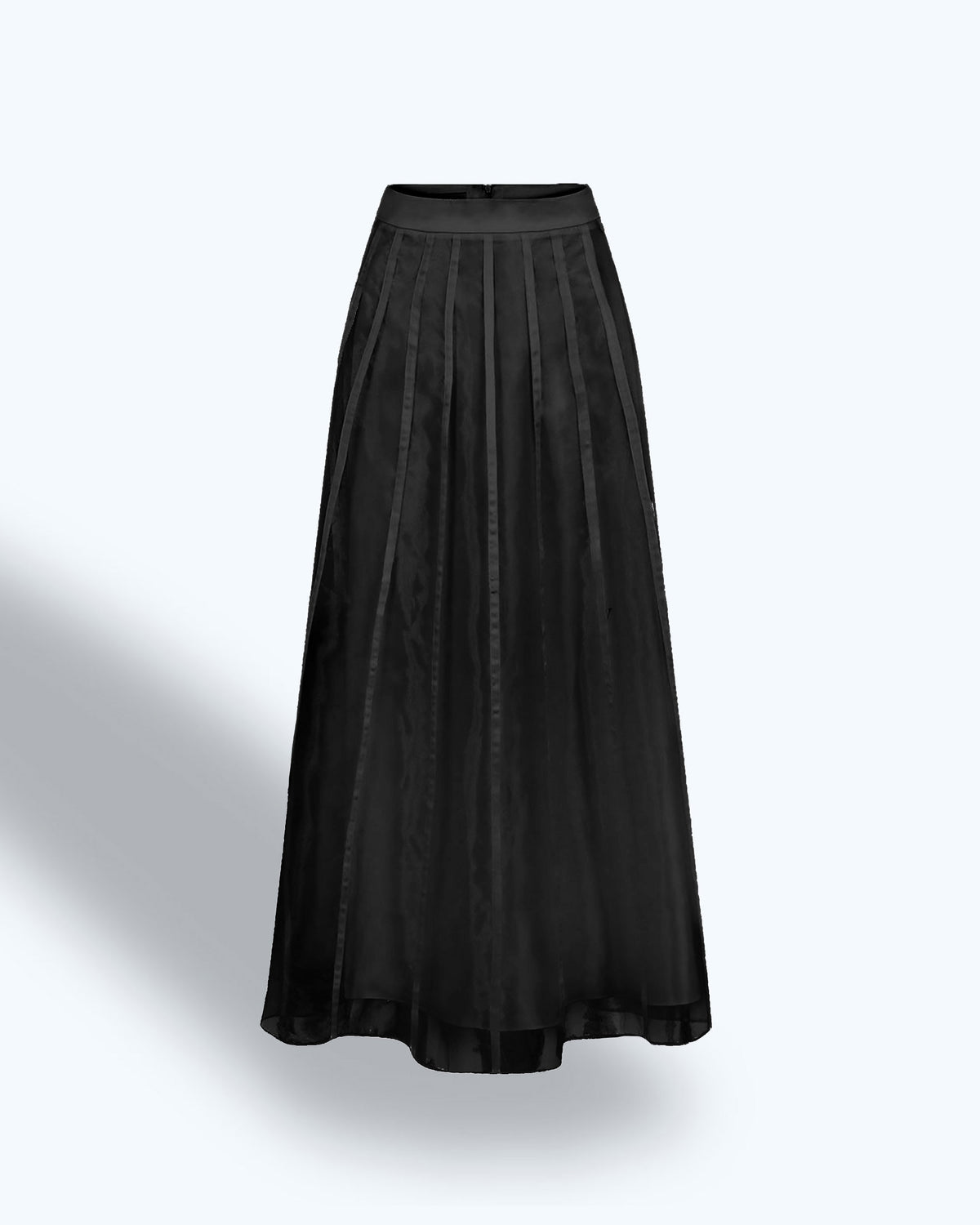 Organza Panel Maxi Black Skirt