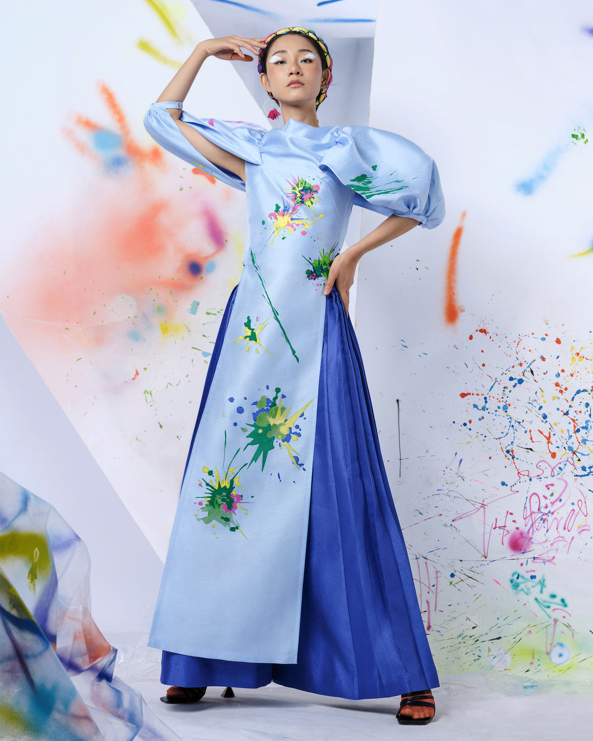 Colorful Touches - Voluminous Sleeves Contemporary Aodai