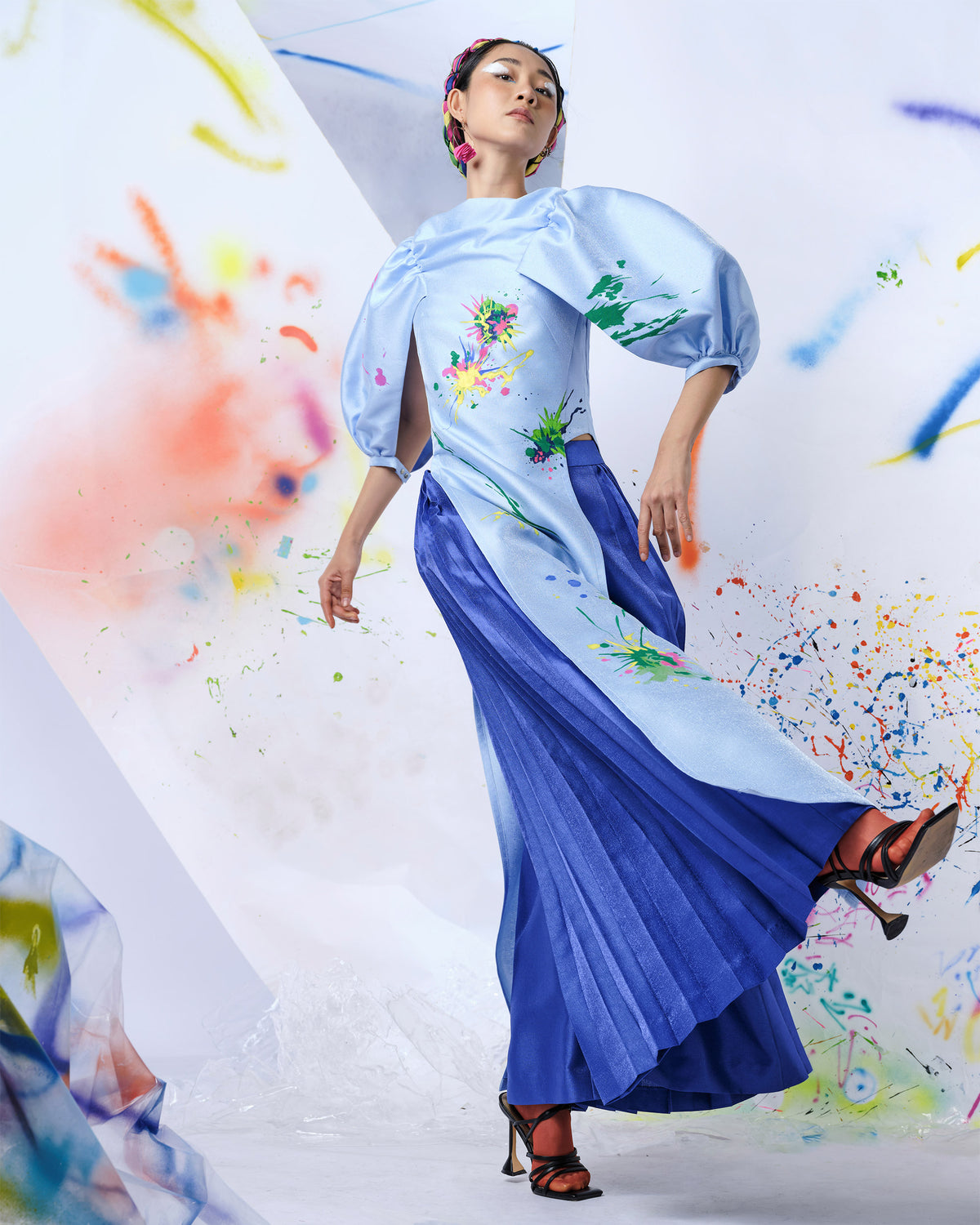 Colorful Touches - Voluminous Sleeves Contemporary Aodai