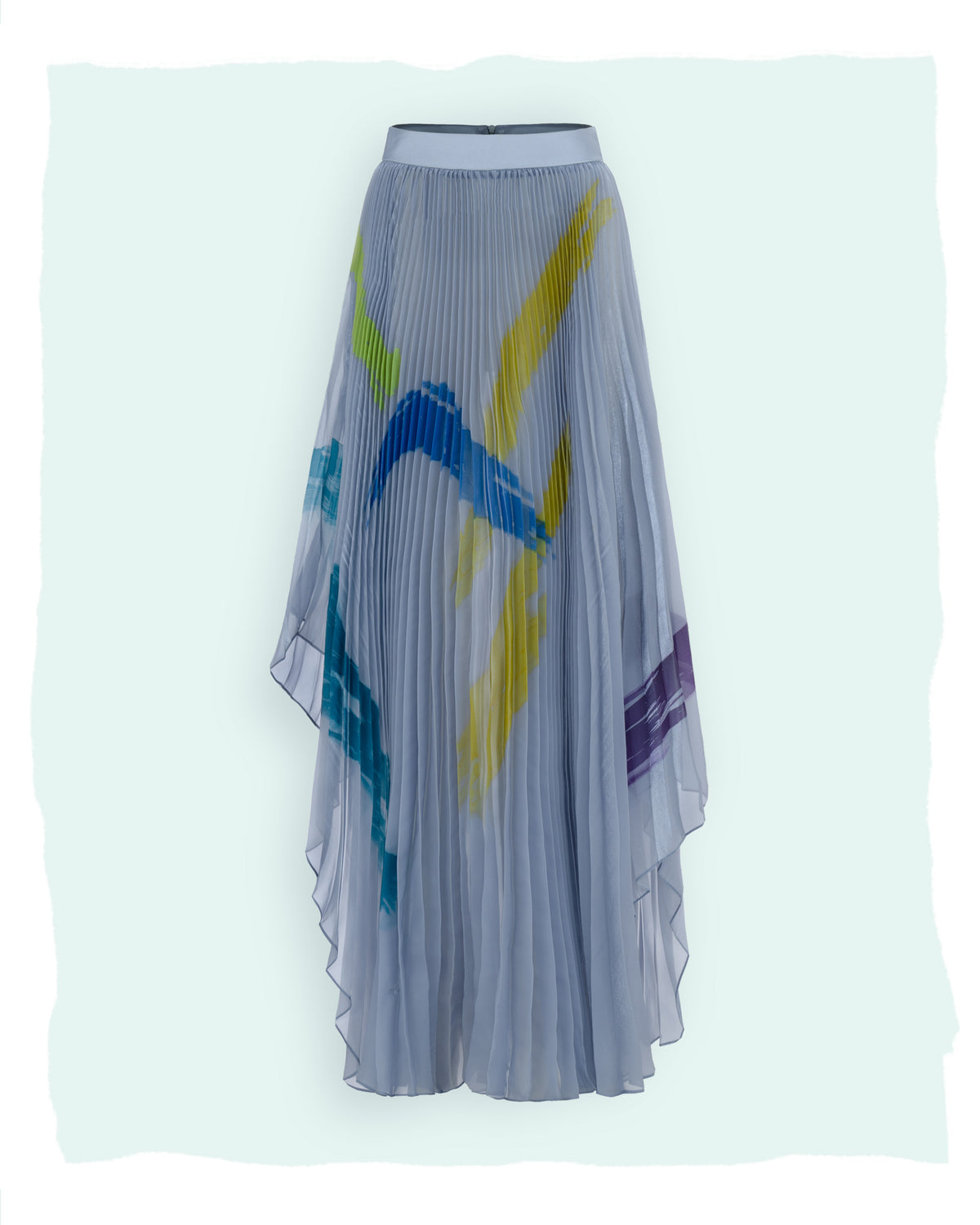 Lightning In The Gray Area - Asymmetrial Pleated Maxi Skirt
