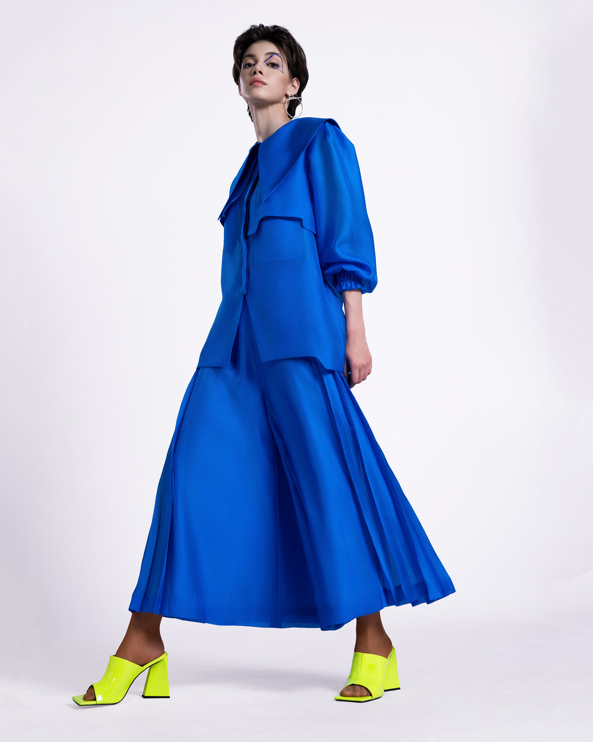 Pleated Panel Blue Orchid Culottes Trousers