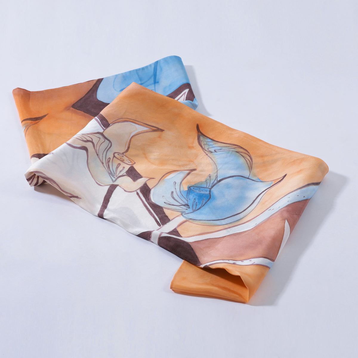 SEN - Lotus Hand-painted 90 Twill Silk Scarf