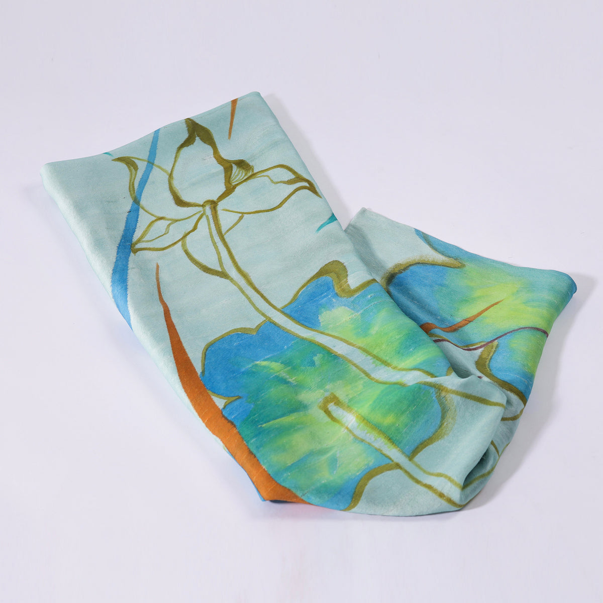 SEN - Lotus Hand-painted Tussah Silk Shawl 150