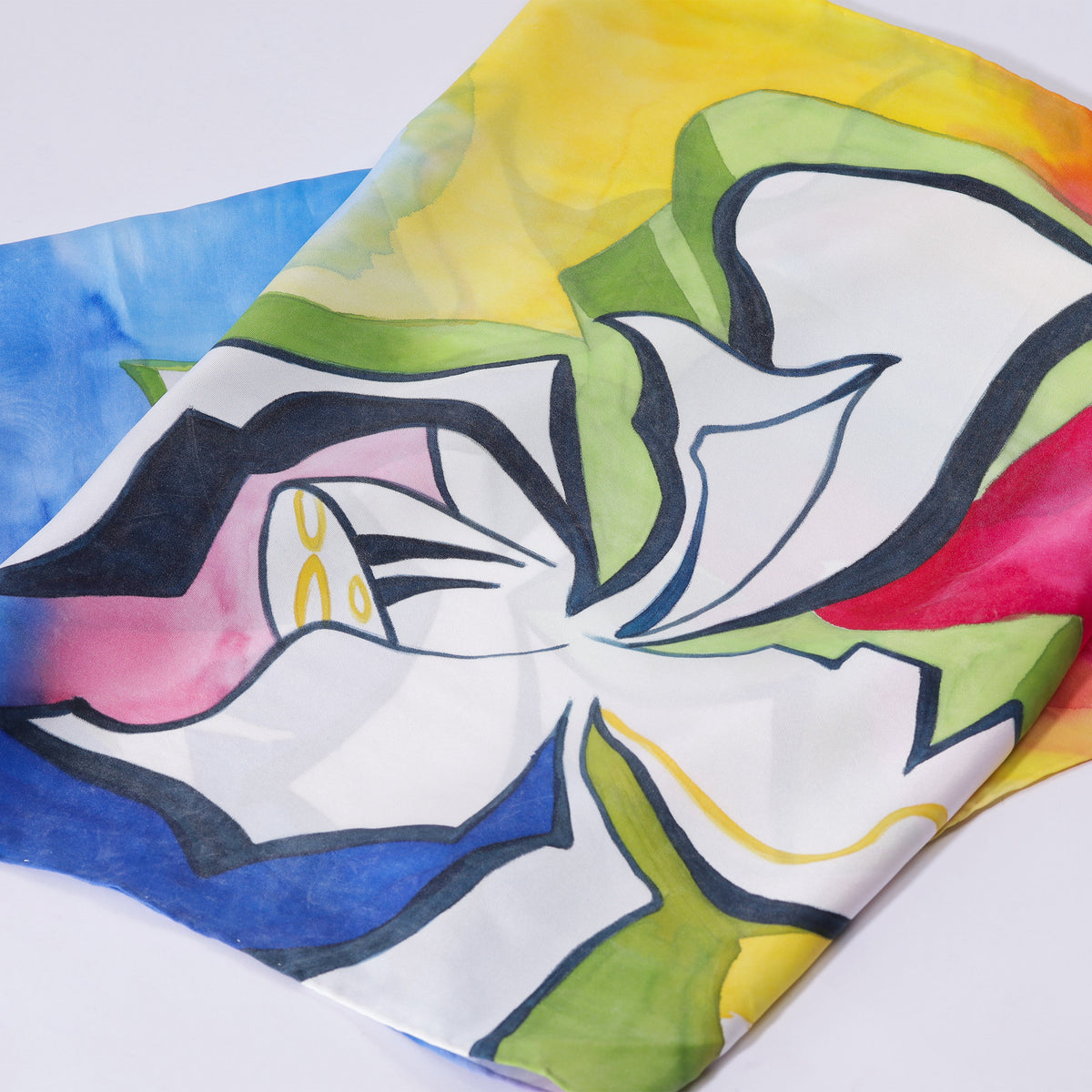 SEN - Colorful Lotus Hand-painted Silk Shawl 180