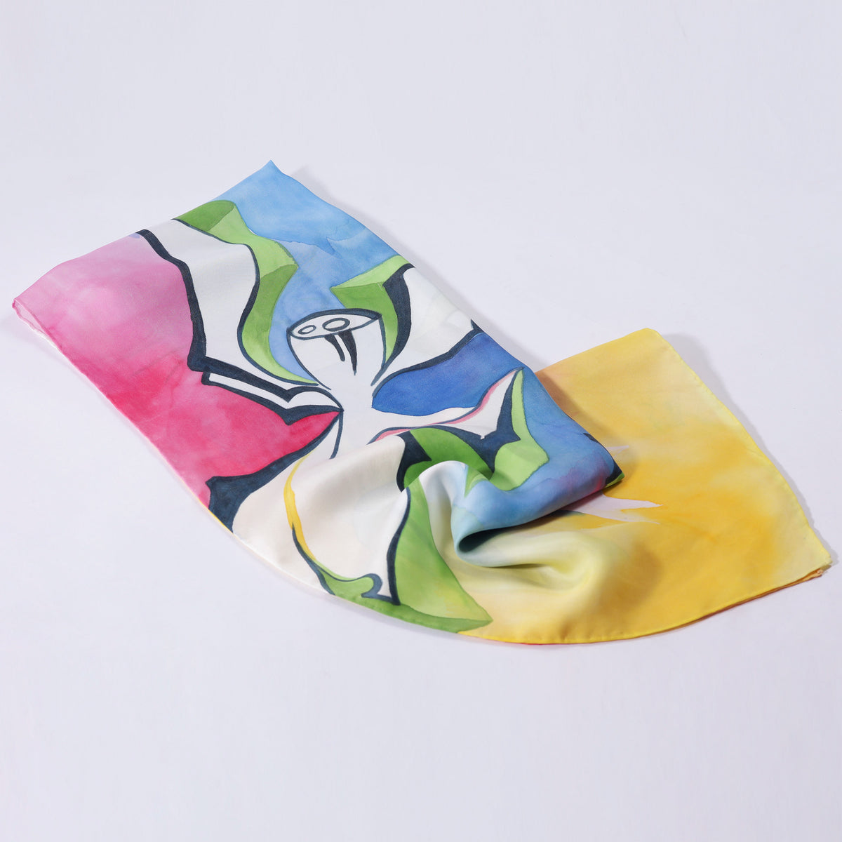 SEN - Colorful Lotus Hand-painted Silk Shawl 180