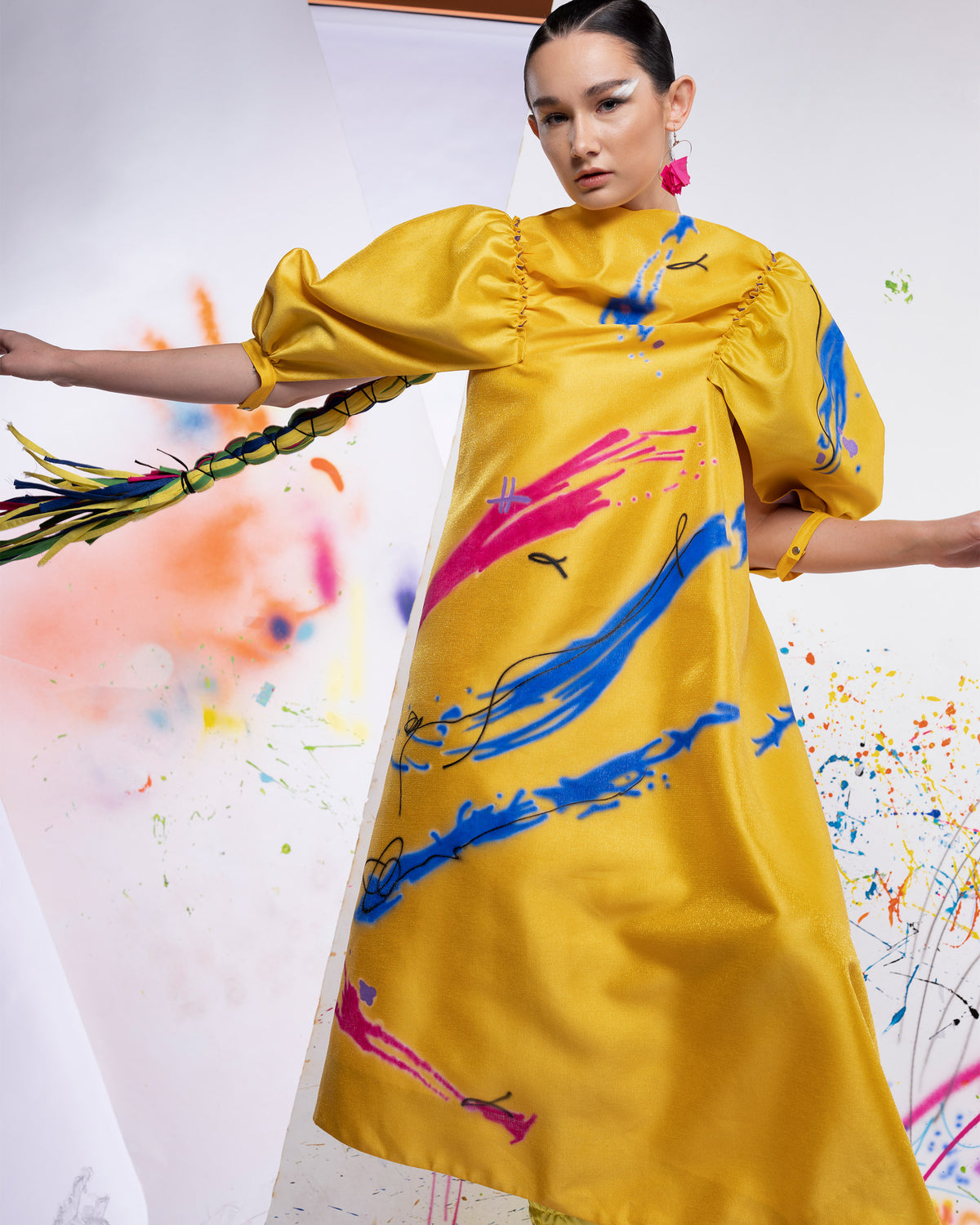 Dragon Illusion - Yellow Midi Dress