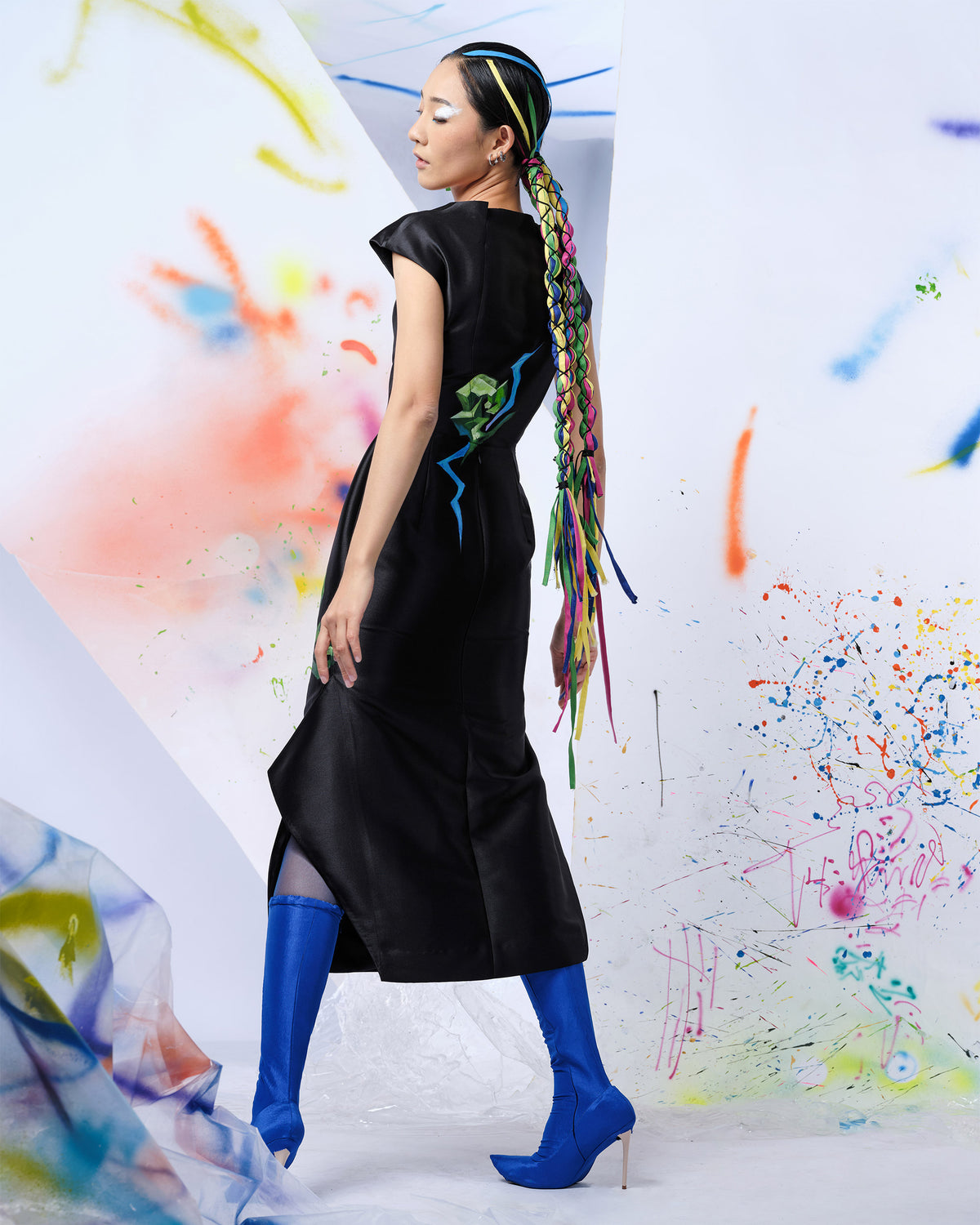 Multiverse - Asymmetrical Midi Dress Tiny Ink Multiverse - Asymmetrical Midi Dress Tiny Ink