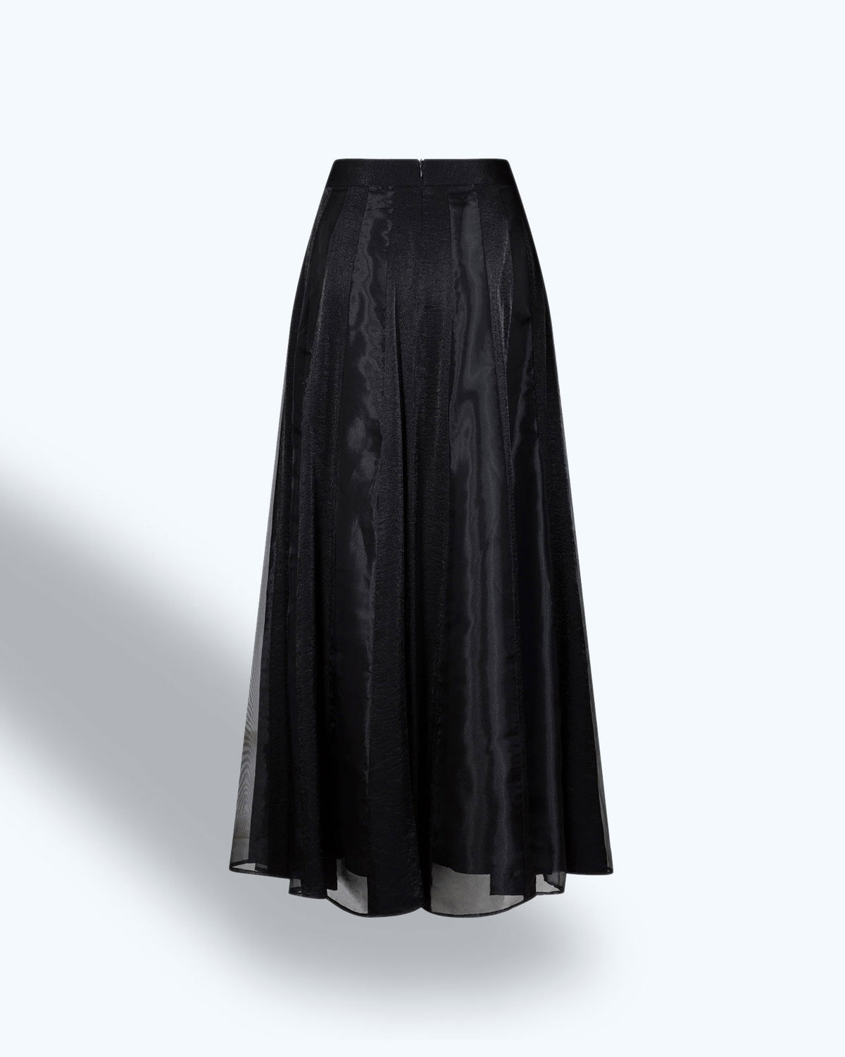 Taffeta & Organza Panel Black Maxi Skirt
