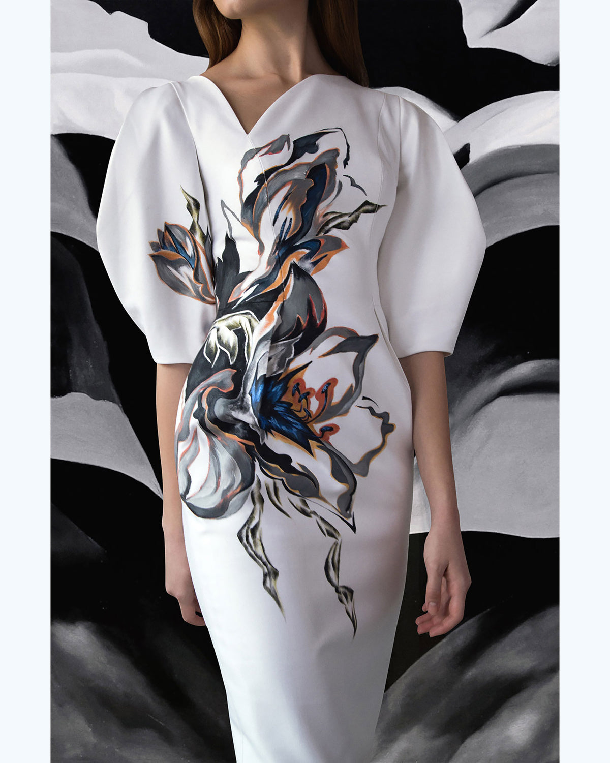 Amaryllis Blooming - Voluminous Sleeves Pegged Dress
