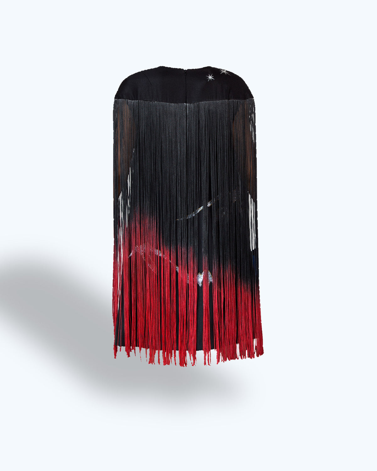 Mountain-painted  Black Fringe Dress