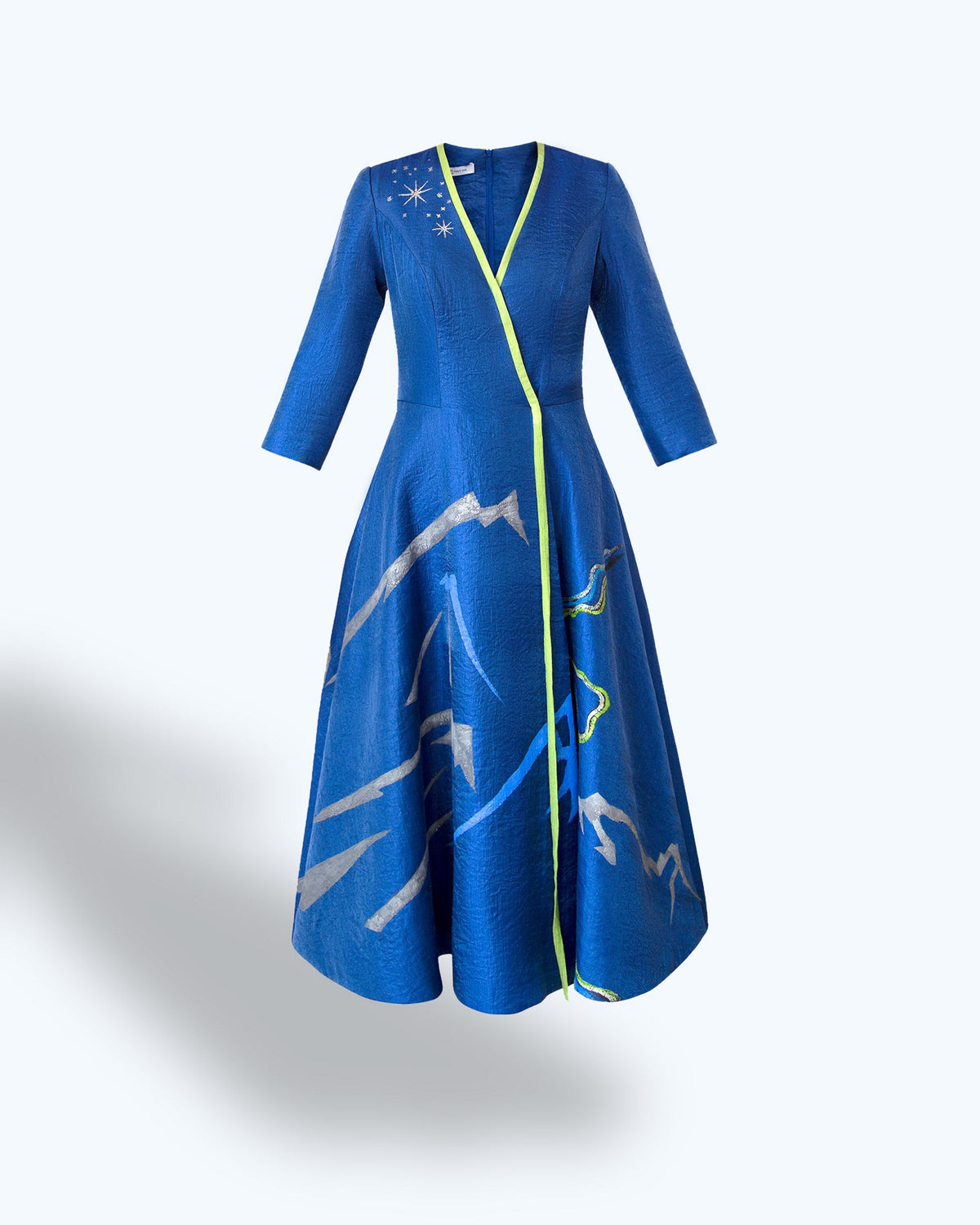 TinyInk-Fallwiner19-cobalt-blue-hand-painted-abstract-wrap-midi-dress 