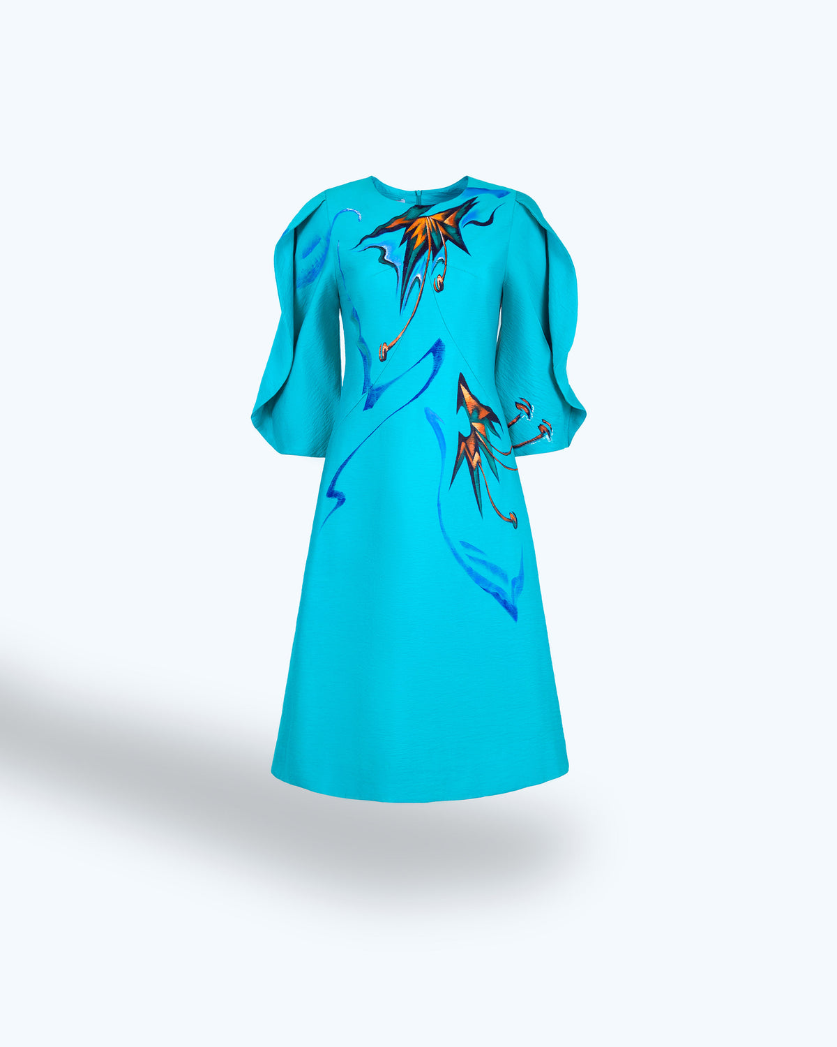 Đầm Mini A-shape Tay Phồng Cấu Trúc Hoạ Tiết Hoa Amaryllis