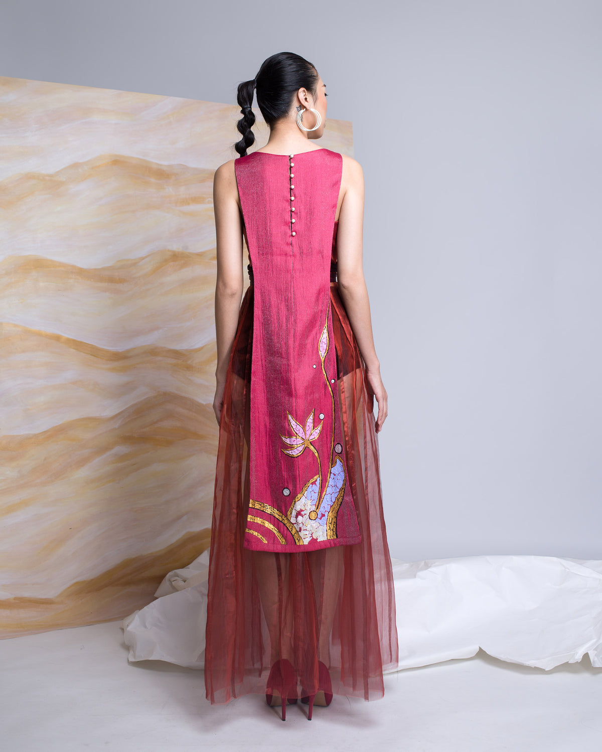 Floral Surrealism-painted Gown Dress