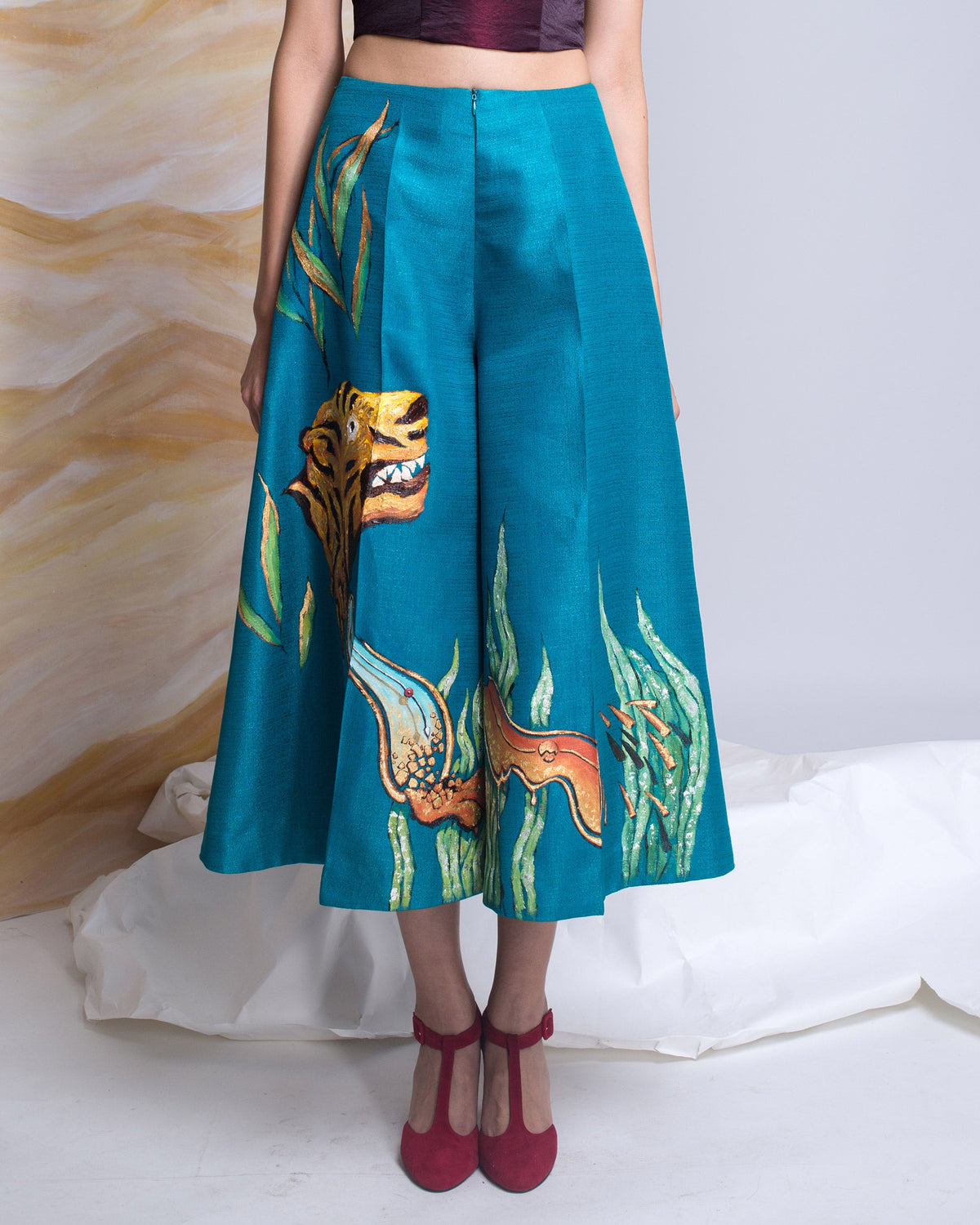 TinyInk-Fallwinter16-prussian-blue-hand-painted-surrealism-wide-leg-trousers