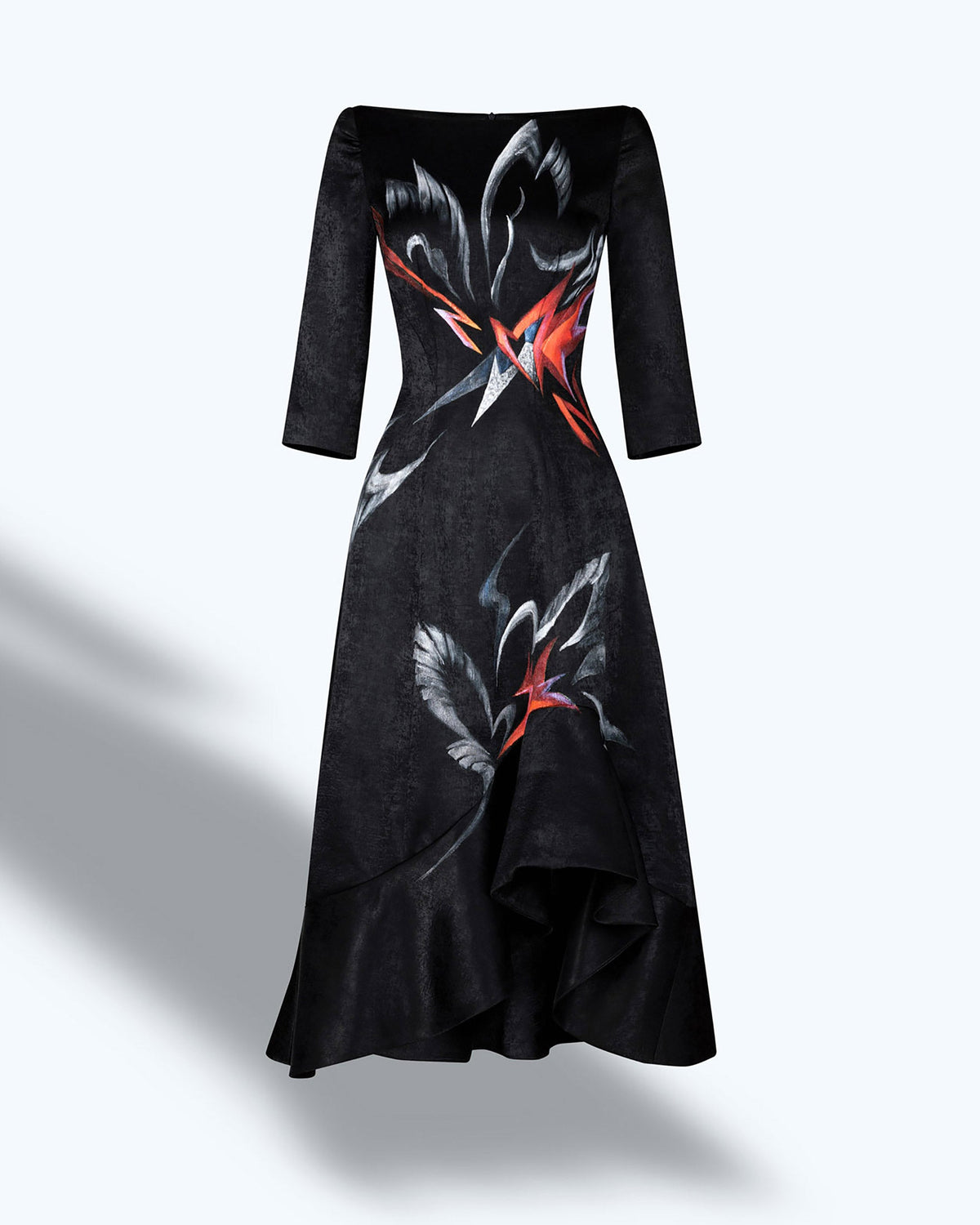 TinyInk-Fallwinter20-Black-Hand-painted-amaryllis-flower-midi-dress