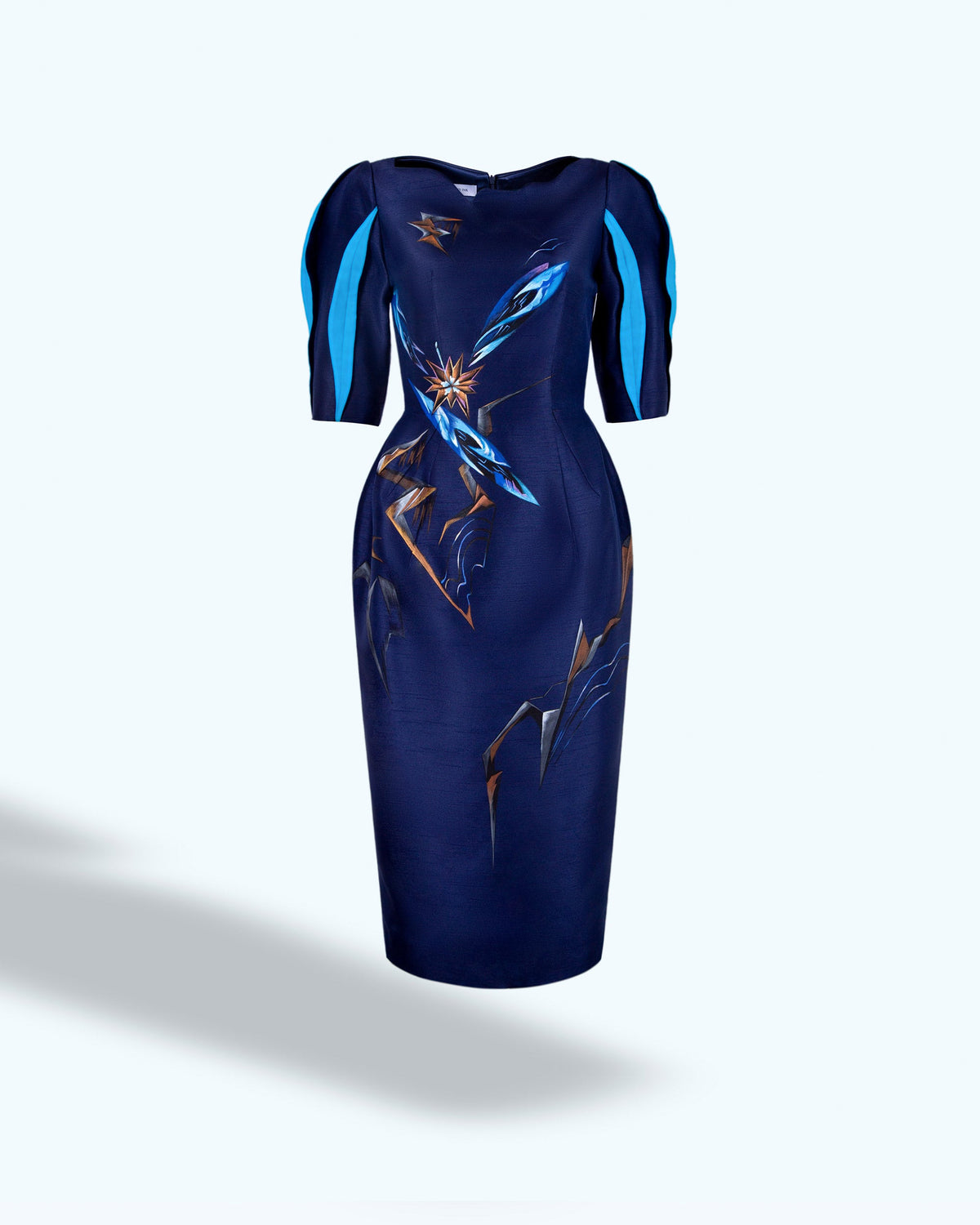 TinyInk-Fallwinter21-dark-blue-hand-painted-flower-midi-dress