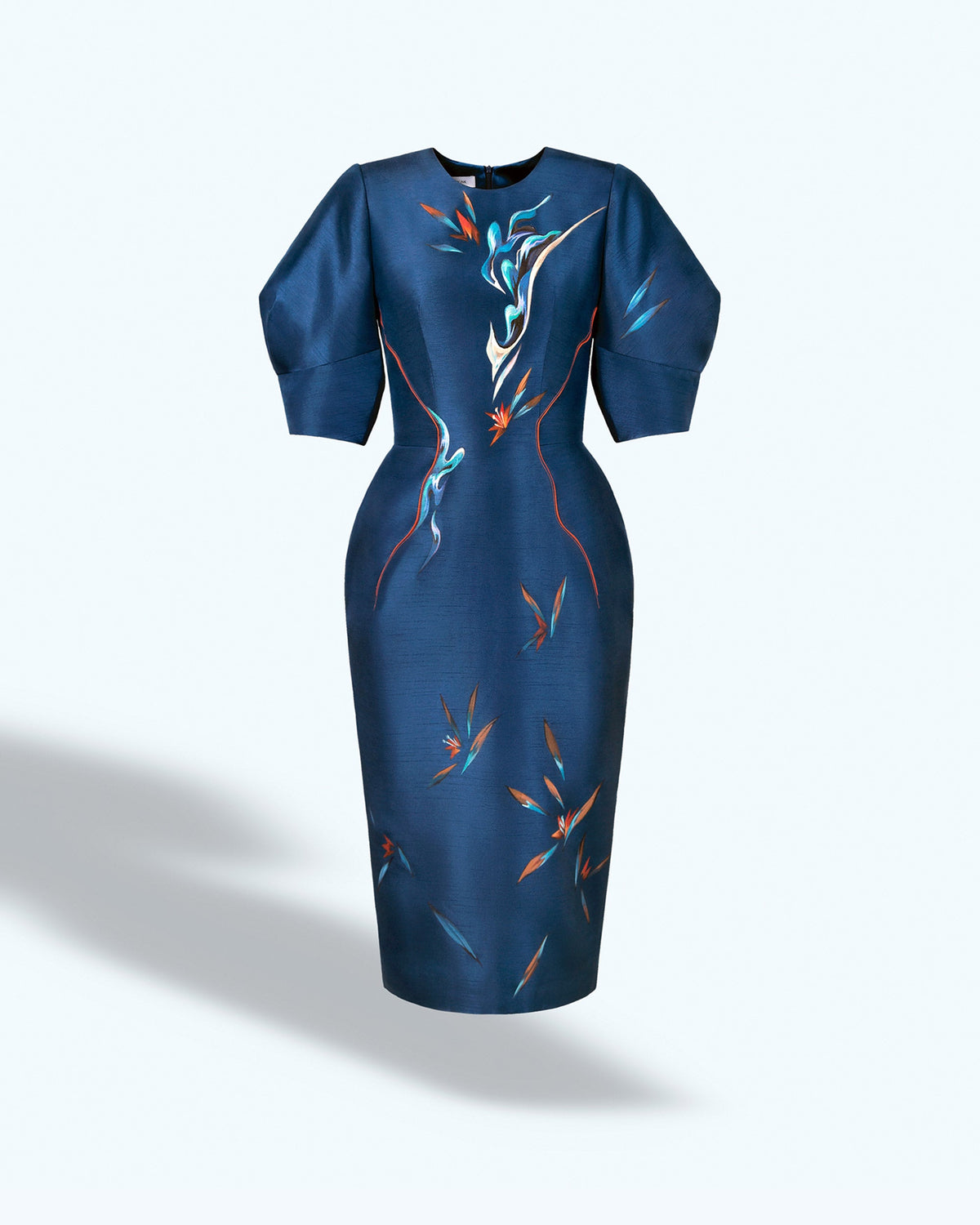 TinyInk-Fallwinter21-prussian-blue-hand-painted-flower-midi-dress