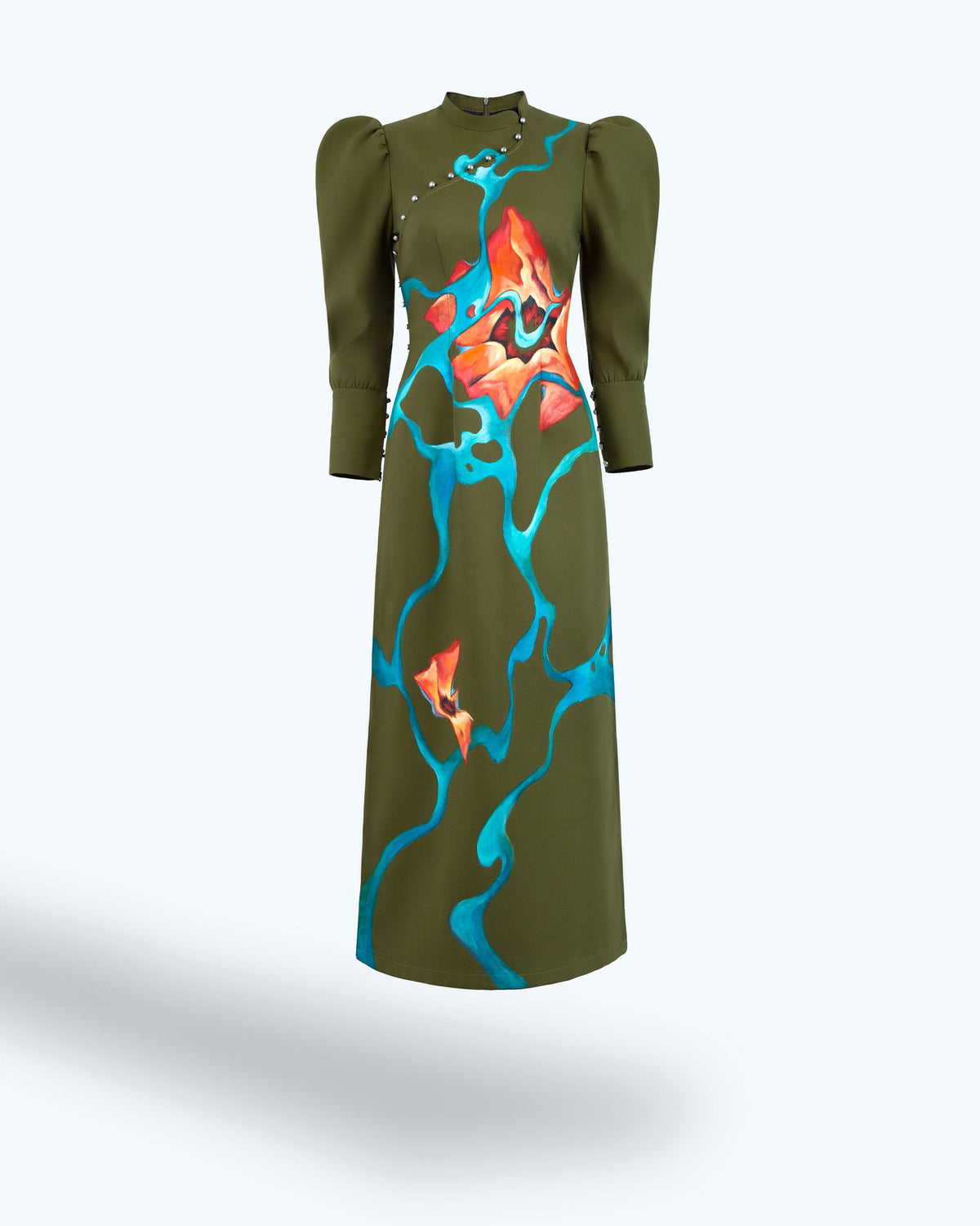 TinyInk-LN21-green-hand-painted-flower-contemporary-aodai