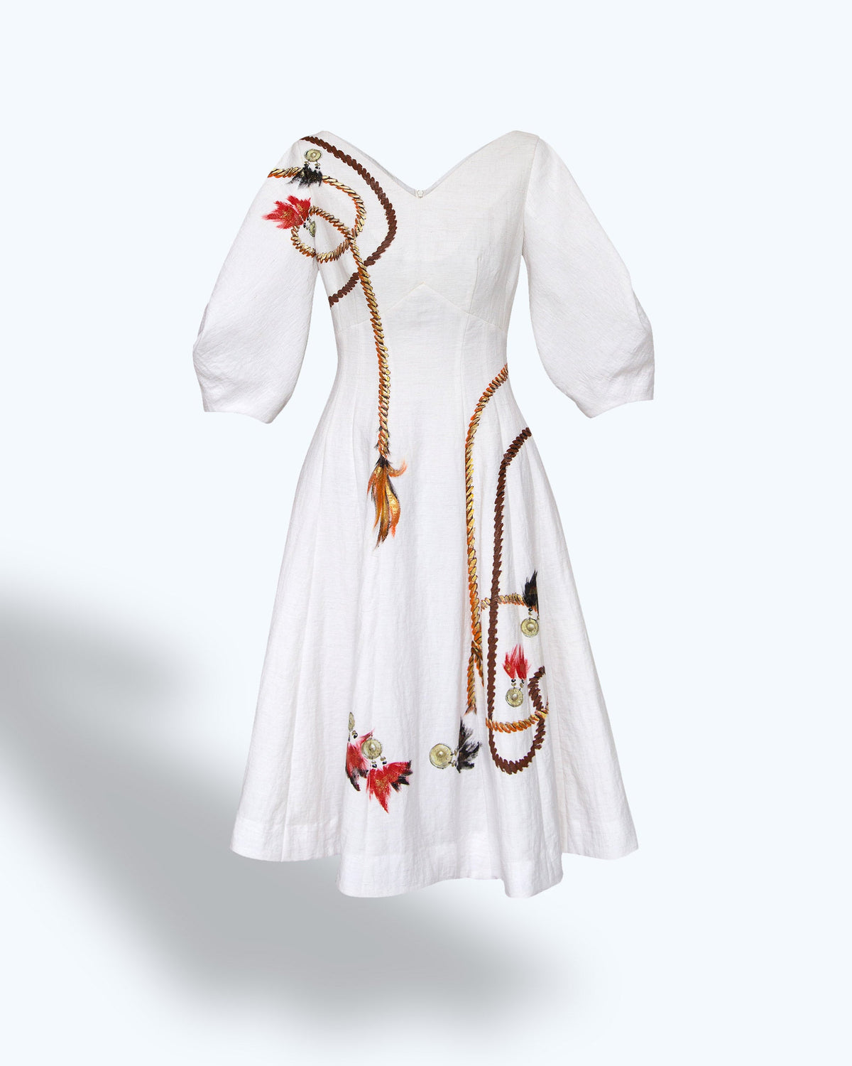 TinyInk-Spring-summer20-white-hand-painted-rope-fit-flare-midi-dress