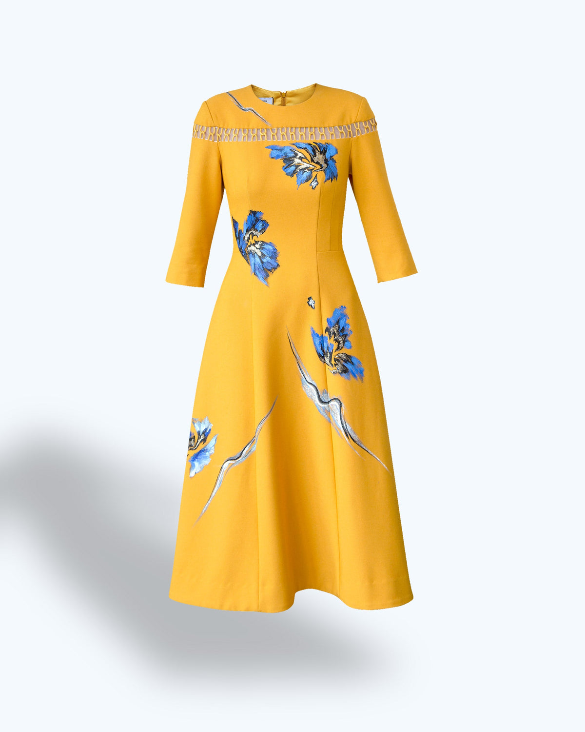 TinyInk-Spring-summer20-yellow-hand-painted-floral-midi-dress