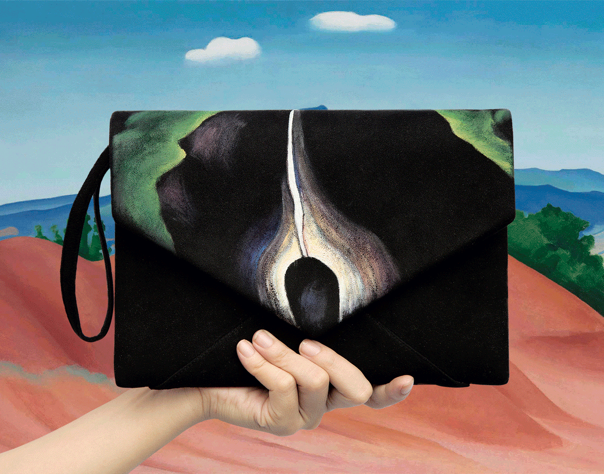 Flower-painted Suede Leather Envelope Clutch