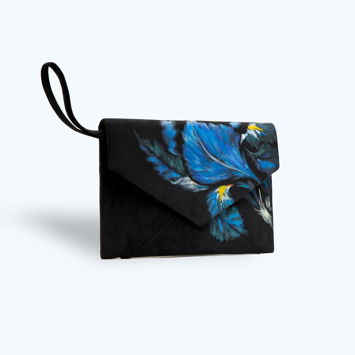 Pochette enveloppe en cuir suédé peint Iris