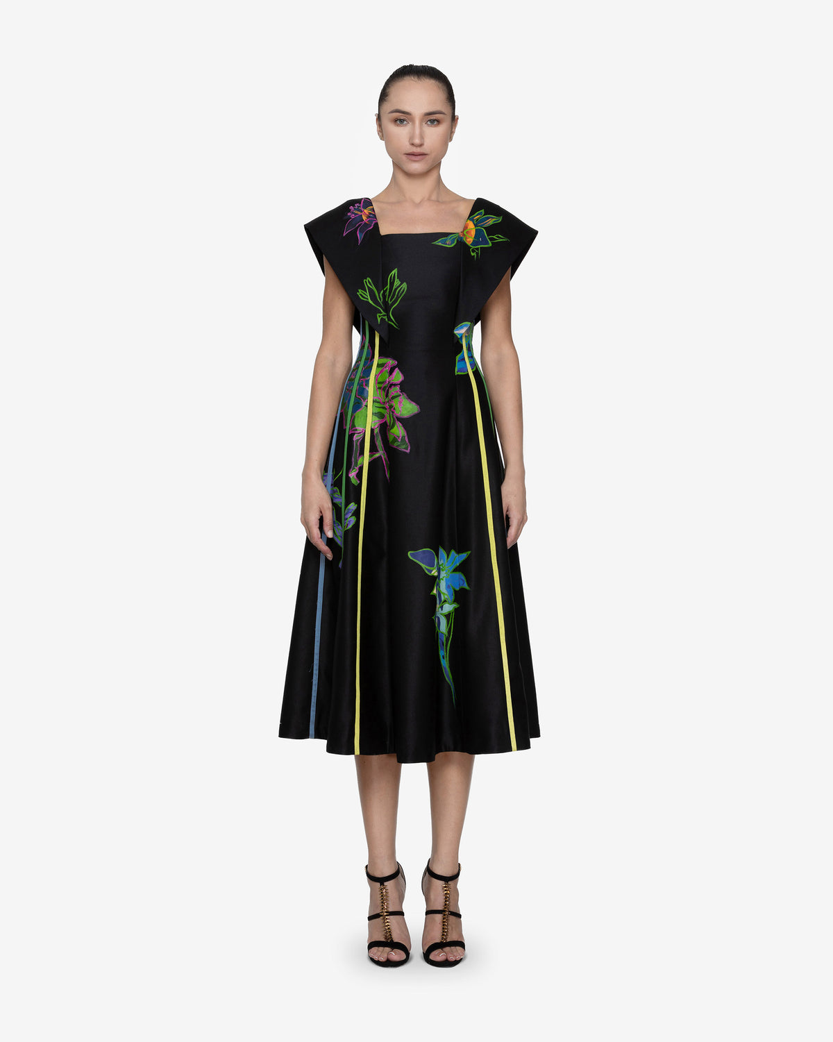 Future Bloom - Black Midi Dress