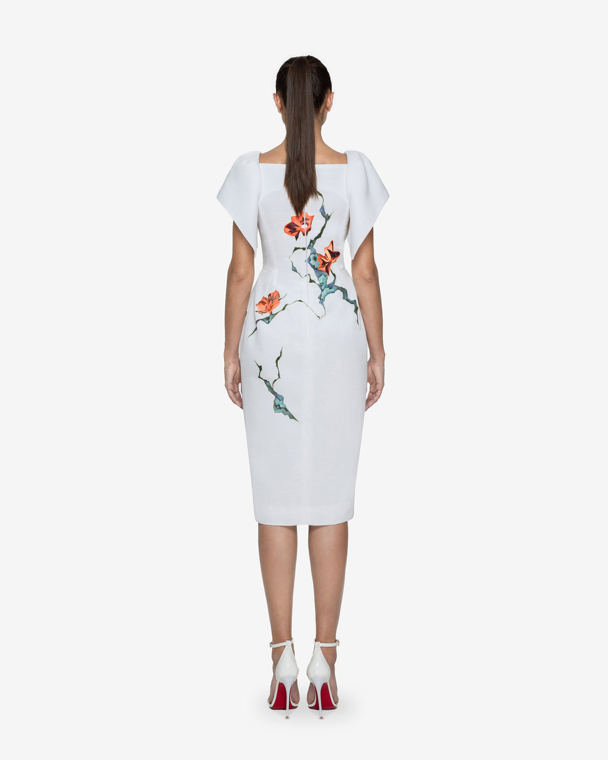 The Rise Up - Structured Sleeves White Pegged Dress