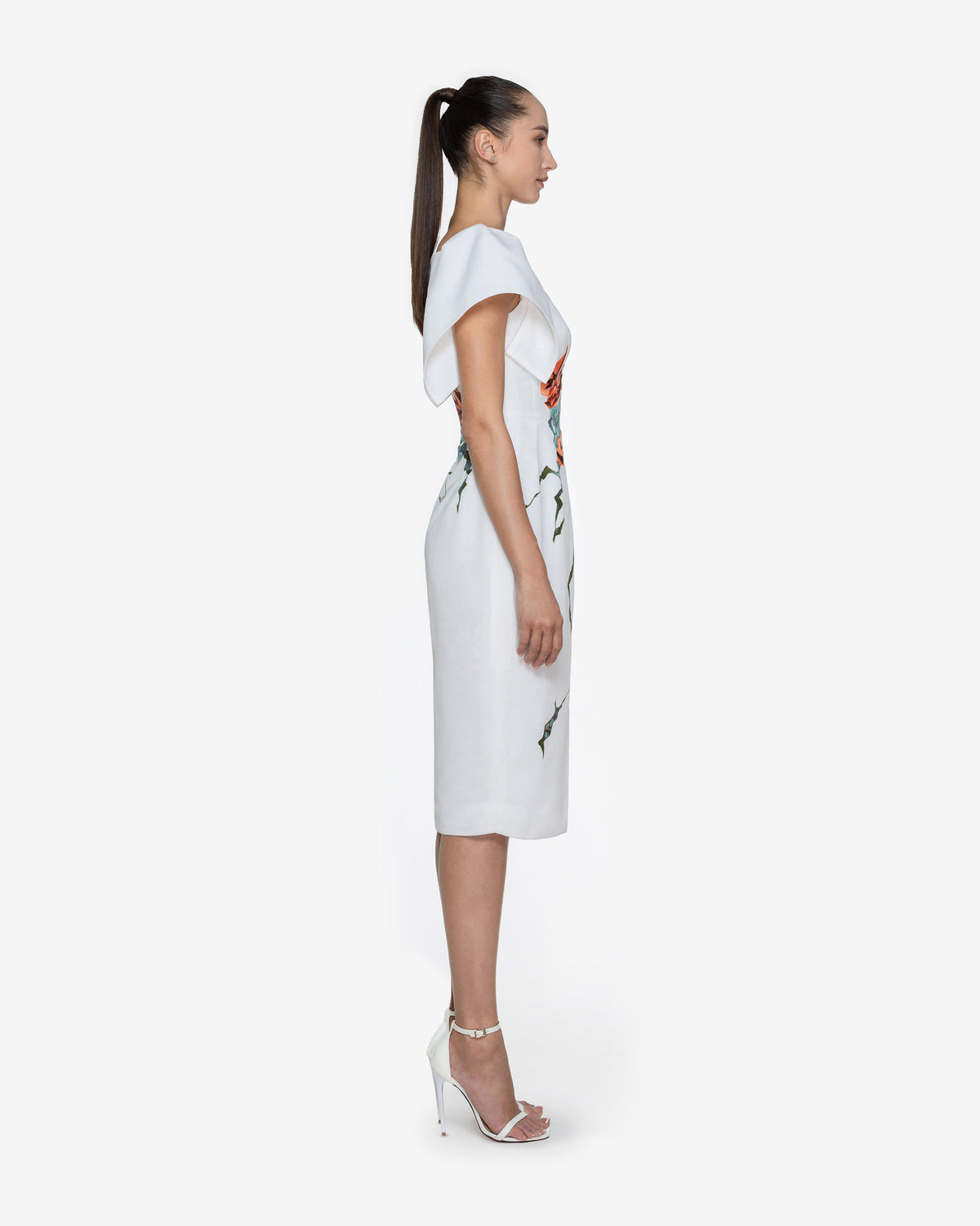 The Rise Up - Structured Sleeves White Pegged Dress