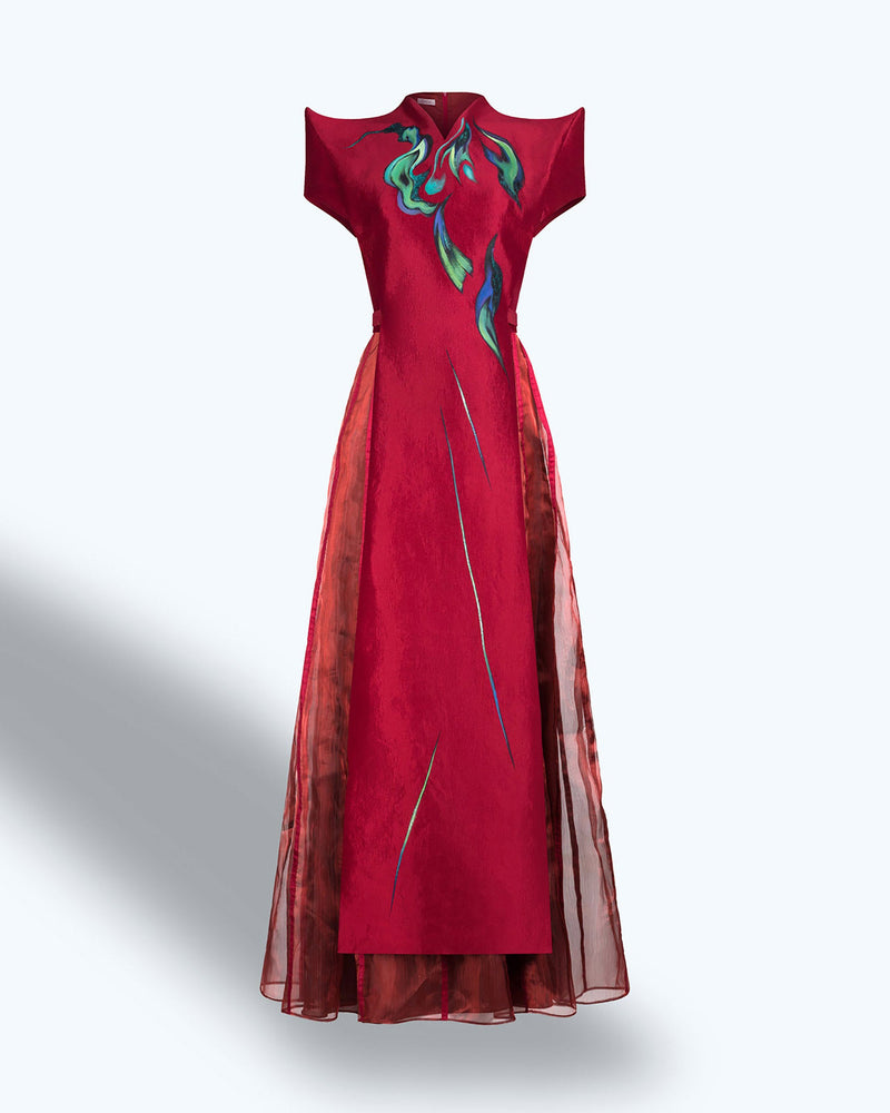 Tinyink-Fallwinter20-red-hand-painted-flower-gown-dress